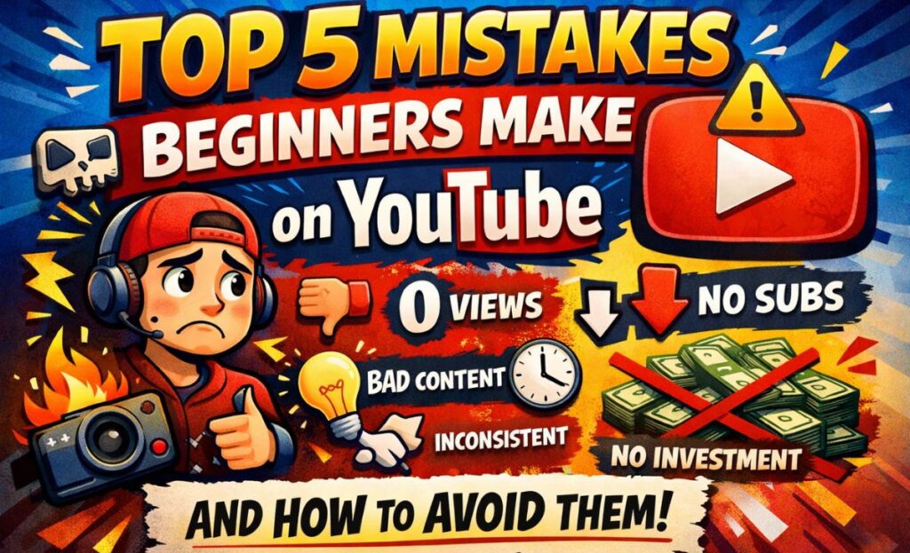Top 5 Mistakes Beginners Make on YouTube (And How to Avoid Them)